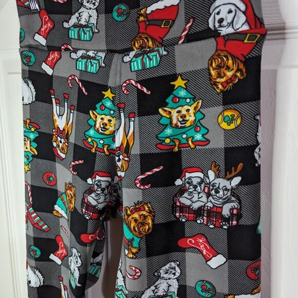 Christmas dog fleece lined leggings No boundaries size medium - Picture 3 of 6